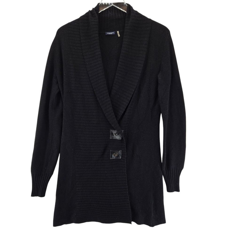 Magaschoni 100% Cashmere Longline Black Cardigan Sweater Small Womens‎ Luxury